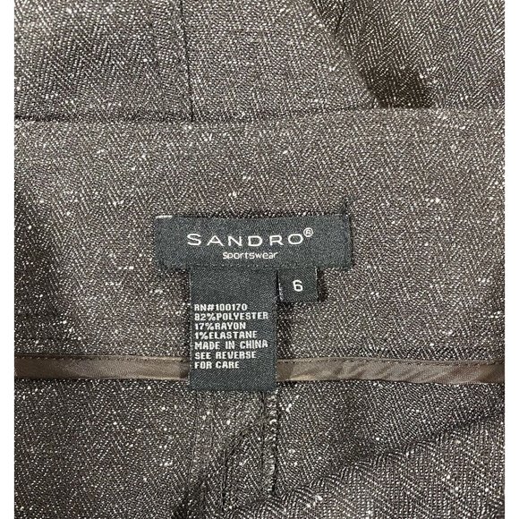 Sandro Skirt Womens Sz 6 Brown Tweed Trumpet  Side Zipper Chambray Career Office - Picture 3 of 6